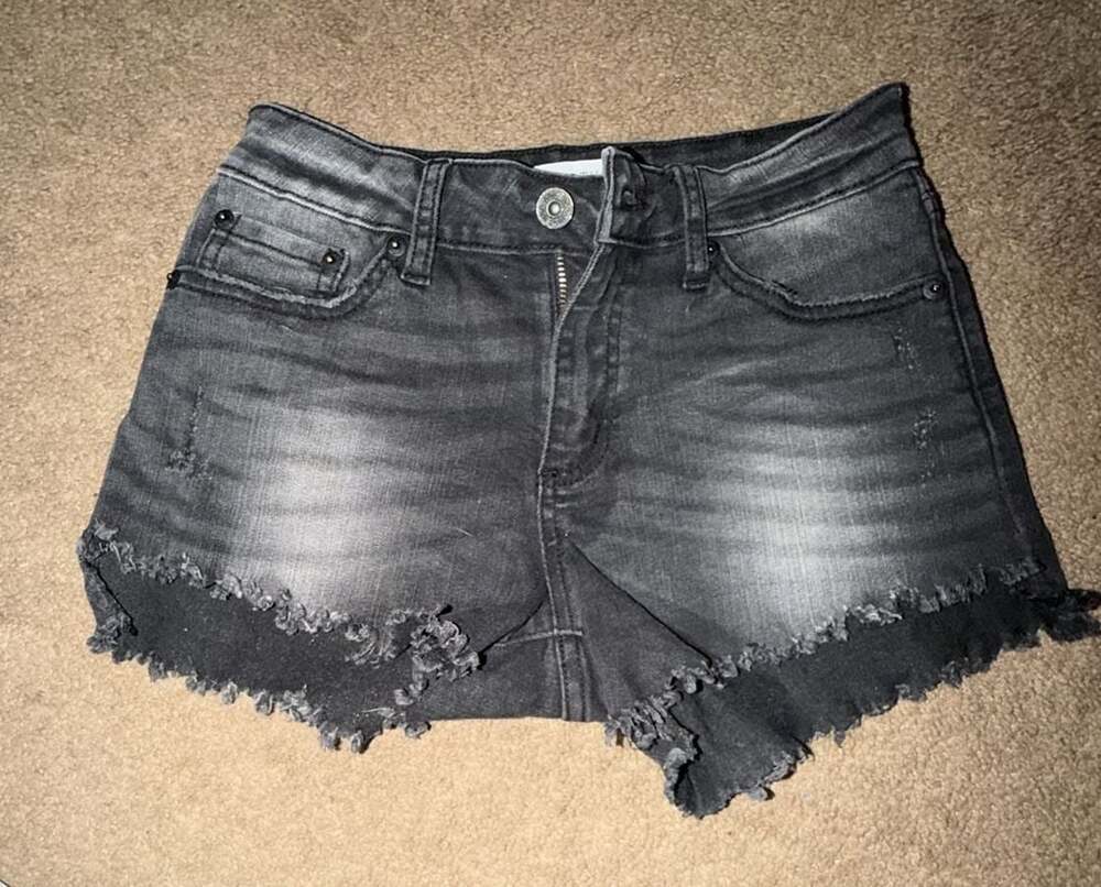 Justusa Black Distressed Frayed Denim Shorts Size XS